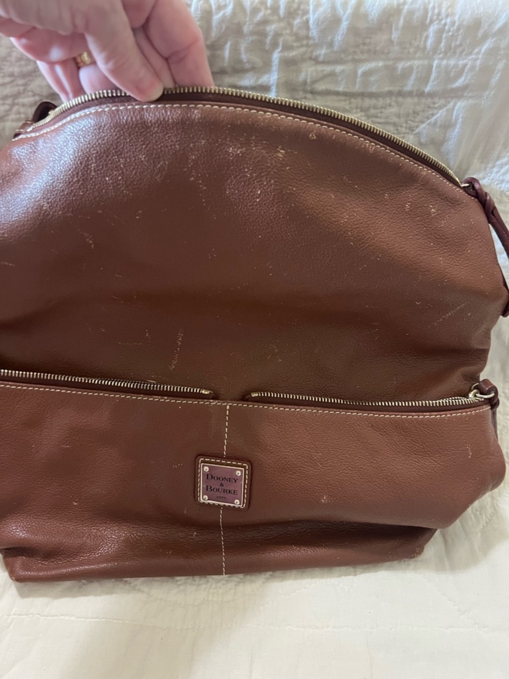 Dooney & Bourke Chestnut Brown Leather Messenger Bag